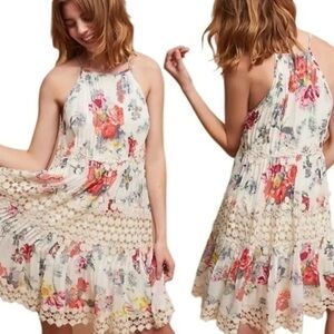 ANTHROPOLOGIE dress Ranna Gill Kalila floral crochet bohemian cottagecore M‌‌‌‌‌